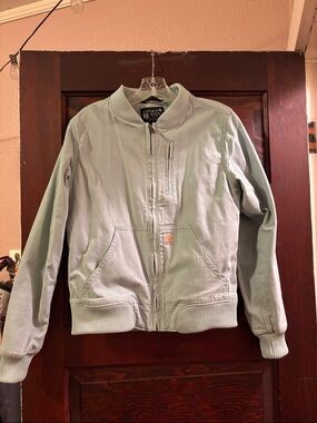 Carhartt Mint Green Zip-Up Bomber Jacket